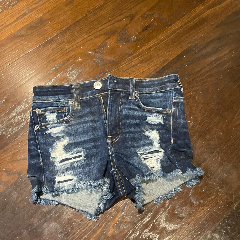 american eagle dark wash jean shorts